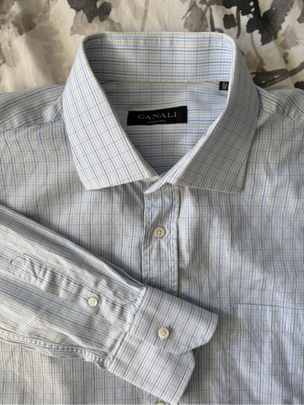 Canali Men's Check Button Up Down Formal Dress Shirt 41/16 Lg Made In Italy